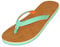 MADSea Damen Zehenstegpantolette Tropical | Flip Flop Zehentrenner Thong Sandale Badelatschen | Pantoletten Sommer Strand Garten, Türkis Beige, 39 EU