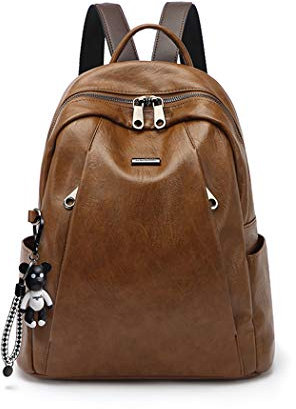 DEERWORD Damen Rucksack Taschen Frauen Elegant Tasche Stadtrucksack Rucksackhandtasche Vintage PU-Leder 6568 1-teilig set Braun