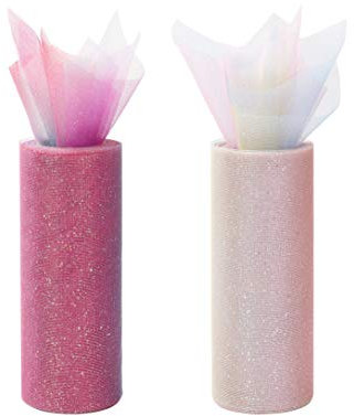 Tüll Rolle 2 Rollen Regenbogen Tüll Dekostoff Tüllband für Weihnachten Hochzeit Party Deko Handwerk 15cm x 9m