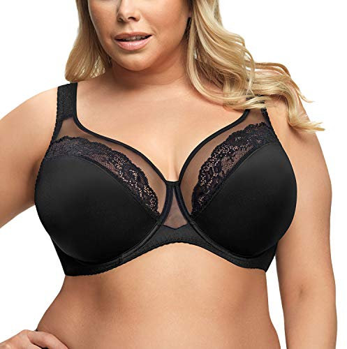 Gorsenia Reggiseno Non Imbottito con Pizzo in Fiori K441 Luisse, Nero,7D