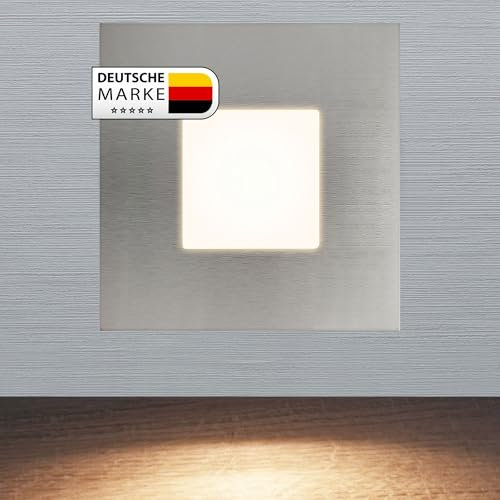 max K O M F O R T 3er SET LED Treppenbeleuchtung 230V warmweiß 0,5W ECKIG Aluminium Treppenleuchte Wand Einbauleuchte Einbaustrahler Treppenlicht Flurleuchte 6103S