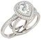 Jeulia 3ct Double Halo Verlobungsring 925 Sterling Silber 3PC Ehering Set Birnenschliff Zirkonia Band Jubiläumsversprechen Ringe mit Schmuck Geschenkbox (Silber, 57 (18.1))