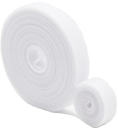 1 Roll Fastening Tape Hook and Loop Reusable Data Cable Tie Cuttable Cable Straps Nylon Plant Tie Self-Adhesive Sticky Cord Organizer Securing Straps for Cable Management (White,Wide 2cm, Length 3m)