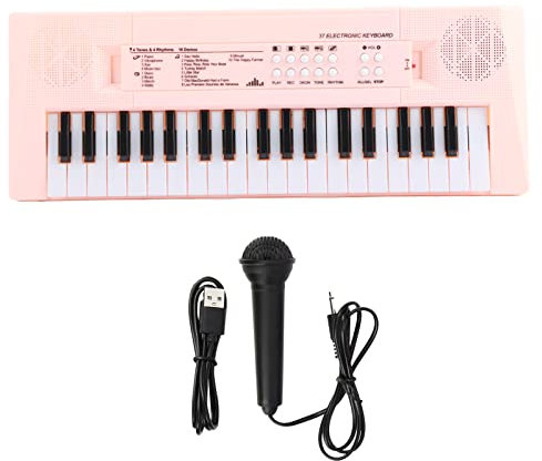 BF-3738 Piano eléctrico con Teclado de 37 Teclas con micrófono y Teclado Musical y Regalo de Juguete para Principiantes, niños y Estudiantes(Rosado) Instrumento de Teclado