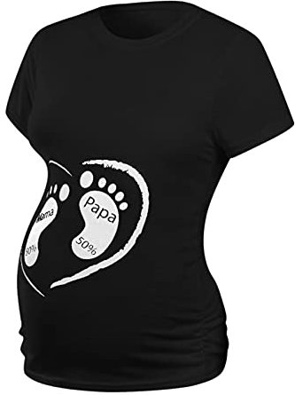 DAY8 Vêtement Femme Enceinte Grande Taille Pas Cher a la Mode Été 2019 Femme Enceinte Tee Shirt Manche Courte Tops Humour Imprimé Haut Sexy Chic Chemisier Tunique Casual Sport (XXL, Noir1)