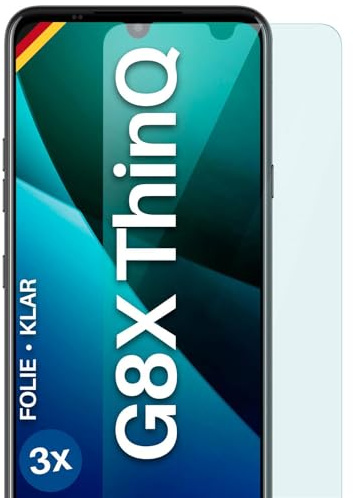 moex für LG G8X ThinQ Schutzfolie Displayschutz Folie Ultra-klar HD 0,2 mm kompatibel mit jeder Hülle, Anbringen ohne Blasen, Handyfolie Extra Kratzfest, FlexProtect 3 Stück