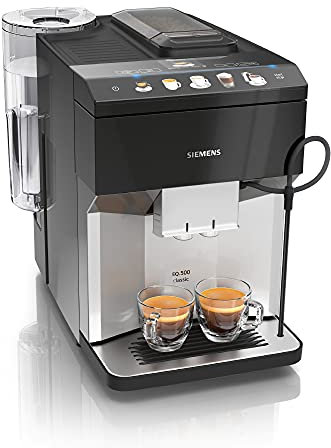 Siemens Kaffeevollautomat EQ.500 classic TP505D01, für viele Kaffeespezialitäten, Milchaufschäumer, Keramikmahlwerk, Heißwasserfunktion, automatische Dampfreinigung, 1500 W, Inox silver metallic