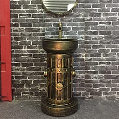 XYEJL Lavandino su Piedistallo in Stile Industriale, Lavandino a Colonna Bagno con Rubinetto E Scarico, Facile da Pulire Adatto per Bar Ristorante,B