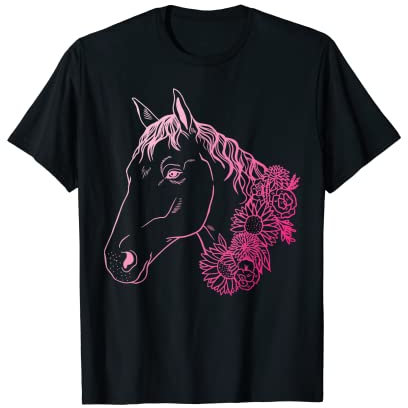 Pferdeliebhaber Pferd Blumenkranz Blumen Reiter Pferdehalter T-Shirt