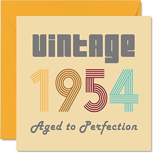 Geburtstagskarten zum 70. Geburtstag für Männer und Frauen – Vintage 1954 Aged To Perfection – 70 Geburtstagskarten Lustig für Sie und Ihn 145 mm x 145 mm Glückwunschkarten