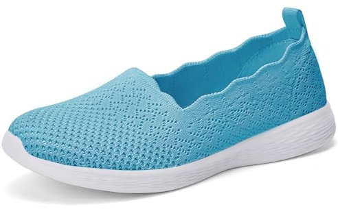 Puxowe Zapatillas Slip On Mujer Comoda Casual Mesh Respirable Ligero Zapatos Sneakers Moda Caminar Tejer Bambas Mocasines 38 EU Light Blue