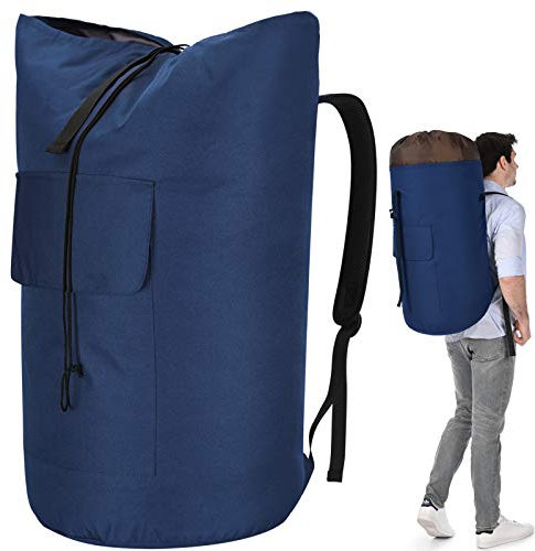 Wäschesack Schmutzwäsche XXL 115 Liter, Wäschebeutel Reise mit 2 Gepolsterte Schultergurte, laundry bag travel, Wasserdicht Wäschetasche Faltbare Aufbewahrungsbeutel Kleidung Tasche, Seesack Rucksack