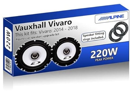 Vivaro Speaker upgrade Front Door Alpine car speakers 6.5 17cm + Pods 220W