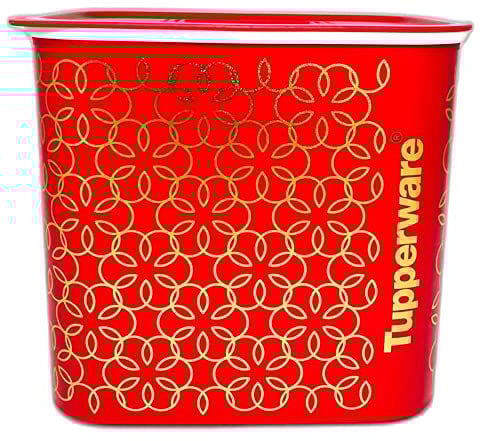 Tupperware Quadro 2,1 L rot gold Ultimo Weinachts Motiv Goldfäden Arabic Blumenmotiv A152 Dose Box Vorratsdose
