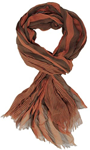 Rotfuchs Baumwollschal Damenschal Herrenschal Knitterlook streifen Muster in orange braun Dünn Made in Germany