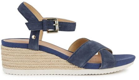 Geox Fille Ischia Corda Racine Accueil Femme Sandales-et-nu-pieds, Bleu Marine, 41 EU