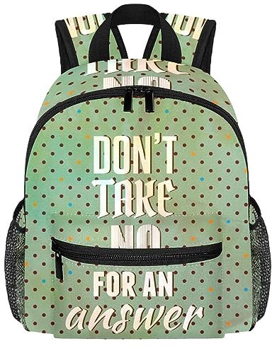Retro-Motto Don't Take No For An Answer Muster Kleinkind Kind Jungen Mädchen Kindergarten Kinder Snack Kindergarten Schule Rucksack, mehrfarbig, 10x4x12 in