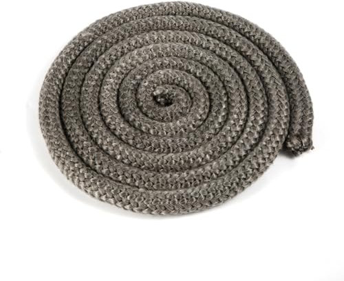 NQEUEPN Dichtungsband für Ofentüren 15mm x 2,5m, Robust Graphitimprägniert Kaminofen Türdichtung Fiberglas Dichtung Ersatz Holzofentürdichtung für Holzöfen Kamine