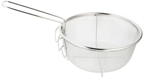 Milisten 1pc Basket Noodle Strainer with Handle French Fries Mesh Stand Frying Skimmer Strainer Steam Rinse Strain Deep Fryer Skimmer Tool Trays Oil Foldable Stainless Steel Food Network