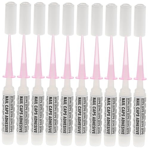 FRCOLOR 10pcs Pet Nail Cover Glue Adhesive for Dog Cat Claw Caps Grooming Supplies Pink Pointed Applicator Tips Use Puppy Kitten