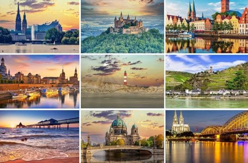 Postkarten-Set Deutschland: 9 einzelne Karten - Motive: Hamburg Köln Berlin Dresden Lübeck Amrum Usedom Rhein Fotos/Bilder/Souvenirs