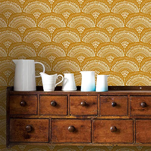 neukids Self Adhesive Wallpaper Orange Sector Pattern Furniture Film Bedroom Living Room Peel and Stick Wallpaper Self Adhesive Flower Decorative Film