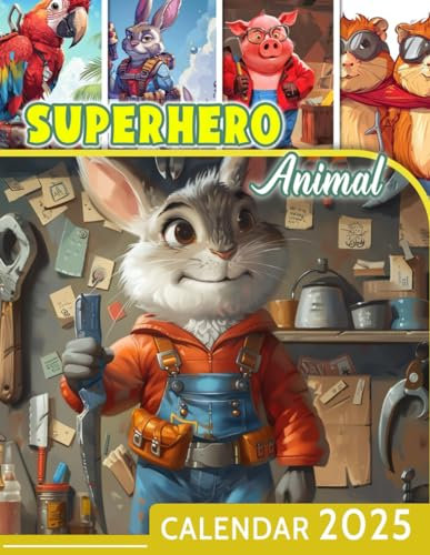 Superhero Animal Calendar 2025: Jan to Dec 2025 Including 12 Coloring Pages For Kids and Adults with Animal, Eco Friendly, Thick Sturdy Paper for Planning, Ideal Gift for Everyone