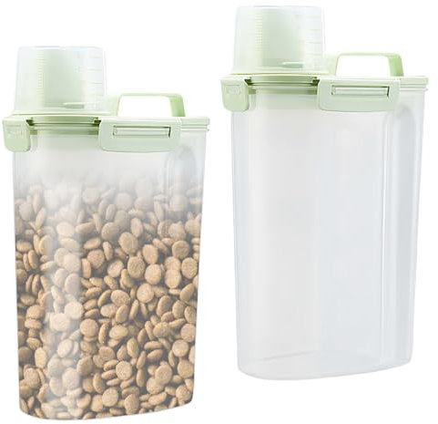 2 Pcs Contenitori per Alimenti 3L, Barattoli Cucina con Coperchio Ermetico Beccuccio Misurino, Scatole in Plastica Grandi, Dispenser Cibo Gatti Cani, Porta Cereali per Pasta Muesli Farina, Senza BPA