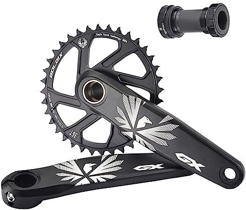 FFYUTING Hohle integrierte MTB-Kurbelgarnitur, Ultraleicht, 170/175 mm Kurbel, 30/32/34/36/38 Zähne, GXP-Kettenblatt für Mountainbike mit Tretlager, 9–12 Gänge