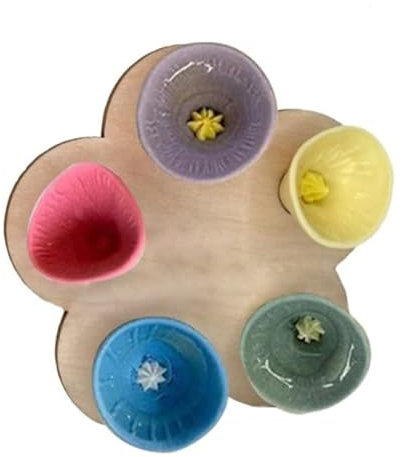 TopHomer Bee Drinking Cup, Bee Drinking Cup for Thirsty Bee Garden, Bee Need Safe Places to Drink, Resin Bee Cup for Garden Decor (Mixed Color-C)