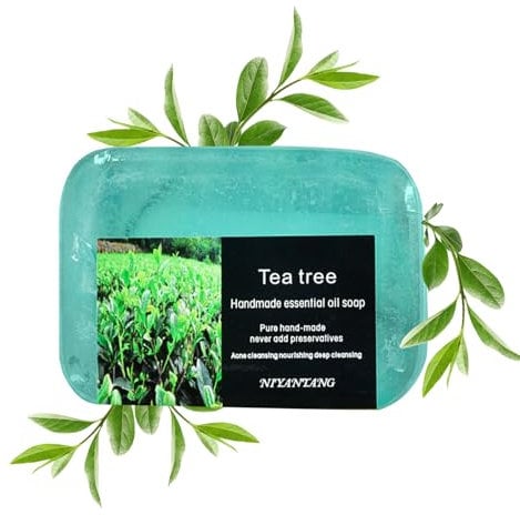 Antifungal Antibacterial Tea Tree Soap, Organic Natural Soap Bar, Handmade Antifungal Antibacterial Treatment Soap for Athletes Foot, Scrub Soap Bar for Tinea Versicolor Folliculitis Ringworm Jock Itc