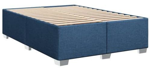vidaXL Bettgestell, Bett mit Bettfüße Lattenrost, Polsterbett für Schlafzimmer, Doppelbett Bettrahmen, Modern, Blau 140x200cm Stoff