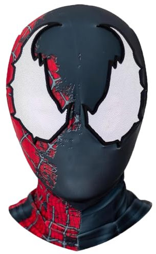 GDFJBG Spider Masks Superheled Maske Held Maske für Kinder Erwachsene Halloween Maske Deadpool Maske für Halloween Film Cosplay Kostüm Requisiten Zubehö (Red white and black)