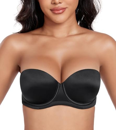 DotVol Women's Multiway Push Up Convertible Underwire Strapless Bra Thick Padded Everyday Bra(Black,36A)