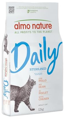 almo nature Daily Sterilised, Crocchette per Gatti Adulti con Pollo - Sacco da 12 kg