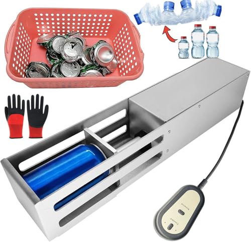 Hoiaost Electric Can Crusher, Portable Water Bottle Recycling Compressor, Suitable for 160-500ml Cans, 250-350ml Plastic Water Bottles, Wear Gloves,Silver