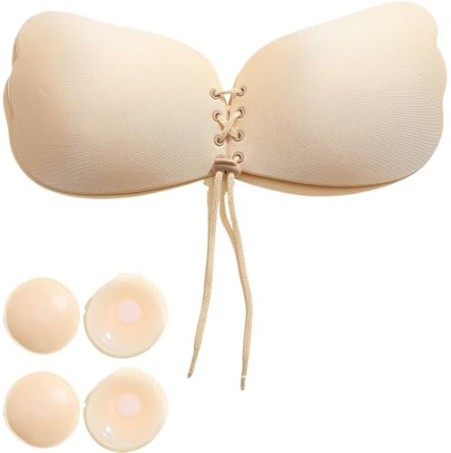 Reggiseno Invisibile,Reggiseno Adesivo,Reggiseno Senza Spalline,Coppe Adesive, Push Up Copricapezzoli Reggiseno,Riutilizzabile Traspirante Pasta per