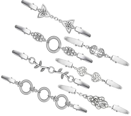 JSTHHTT 7 Stück Cardigan Clip, Vintage Pullover Clips, Schal Clips, Retro Elegante Strickjacke Clips, Brosche Silber Schlicht, für Pullover, Kleider, Strickjacken, Hemden, Schals, Tücher
