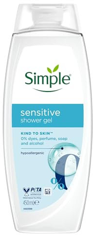Simple Kind to Skin Sensitive Shower Gel ultra-gentle & hypoallergenic body wash for sensitive skin 6x 450 ml