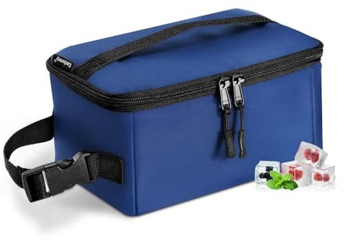 Cerbonny Small Lunch Box,Freezable Lunch Bag for Adults & Kids,Mini Cooler Bag with Buckle Handle,Insulated Cooler Bag for Work School Travel(Navy Blue)