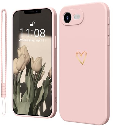 Mitetabo Hülle für iPhone 16e/iPhone SE 4(2025) Handyhülle Gold Liebesher Silikon,Case Mädchen Weich Slim Stoßfest Kratzfeste Süßes Gold Love Schutzhülle für iPhone 16e 6.1 Rosa