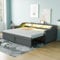 Dolamaní Tagesbett 90/180x200 cm mit Ausziehbett Gleiche Höhe, Bett Ausziehbar zum Doppelbett, Schlafsofa mit LED-Licht und USB-Buchse für Erwachsene 2 Personen, Leinennn (Dunkelgrau C)