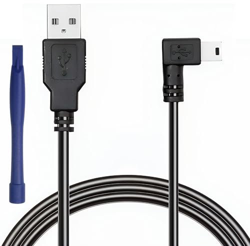 suuosl Mini USB Dash Cam Cable Extra Long 5M 90 Degree Left Turn, Dash Cam Charging Cable USB 2.0 A to Mini B for Car DVR, GPS Navigator, GoPro, Wii U Gamepad Charger