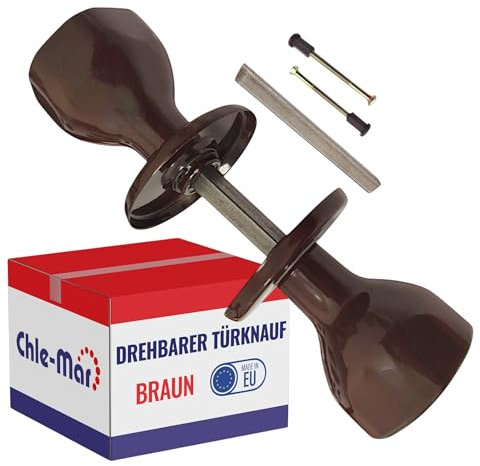 Chle-Mar Türknauf für haustür, Türknopf, Türbeschlag Haustür, Türkugel - (⌀4,5cm, Braun) - Beidseitig Montierbar – Für Holztüren & Metalltüren – Einfach Montage – Für Haus, Büro & Innentüren