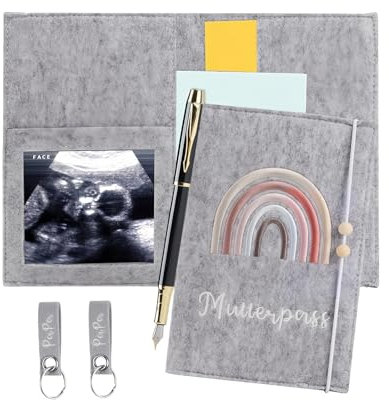 YFaith Carnet de Santé Personnalisé, Feutre Housse Protection Passeport Mère, Gris Clair Housse en Feutre pour Carnet Maternité, avec Compartiments, Porte-Clés, pour Cartes Assurance et Échographies