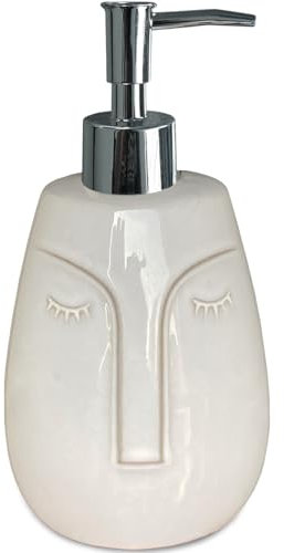 CAAS Seifenspender Weiß mit Gesicht Design Keramik Lustiger Flüssigkeitsspender Nachfüllbar Lotion Seife Shampoo Bad und Küche (Weiß02)