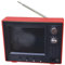 Dollhouse TV 1:12 Scale USB Rechargeable Vintage Mini TV Toy That Can Play Video with LCD Screen & 180° Rotatable Antenna Dollhouse Furniture for DIY Setting Accessories, Red