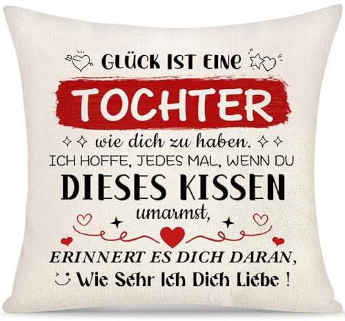 Yoskiasd Kissenbezug Geschenk für Tochter Frauen Mädchen Geschenk von Mama Papa Kissenbezug Inspirierendes Graduierung Geschenk Geburtstag Geschenke Glück ist Eine Tochter Wie Dich zu Haben