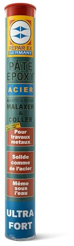 Repar-ex Pâte Époxy Acier 114g – Mastic Réparation Métal Ultra Résistant – Étanche, Haute Température – Pour Plomberie, Auto, Bricolage, Usage Intérieur/Extérieur