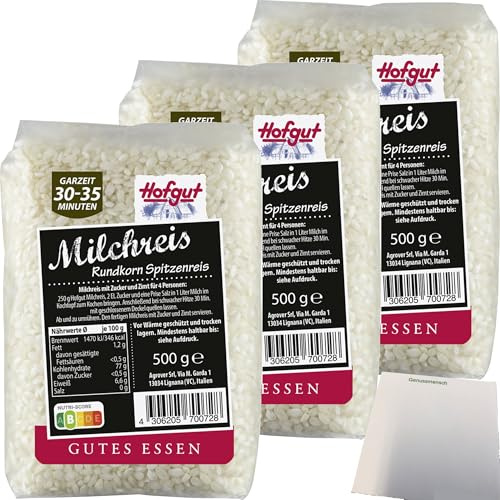 usy Bundle für Hofgut Milchreis Rundkorn 3er Pack (3x500g Packung) + usy Block